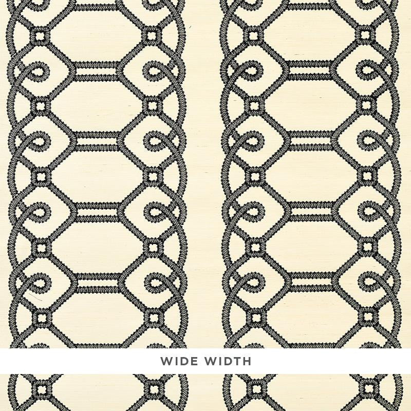 Ziz Embroidered Sisal Black 5011470 by Schumacher Designer Wallpaper Happy Together 15.75" - Swanky Fabrics -