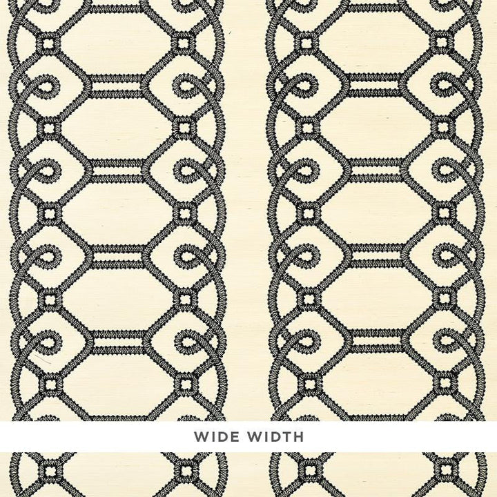 Ziz Embroidered Sisal Black 5011470 by Schumacher Designer Wallpaper Happy Together 15.75" - Swanky Fabrics -