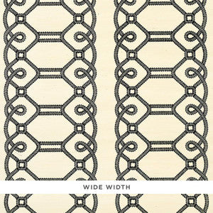 Schumacher Wallpaper Ziz Embroidered Sisal Black 5011470