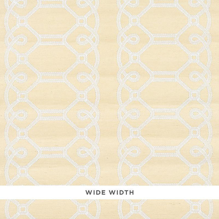 Ziz Embroidered Sisal Neutral 5011471 by Schumacher Designer Wallpaper Happy Together 15.75" - Swanky Fabrics -