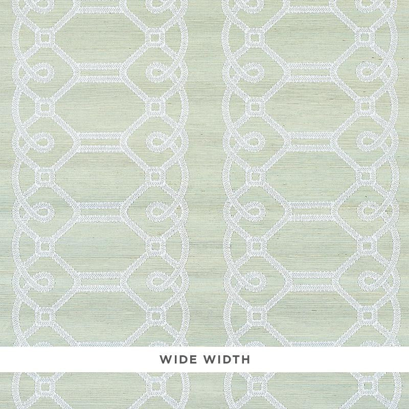 Ziz Embroidered Sisal Mineral 5011472 by Schumacher Designer Wallpaper Happy Together Ii 15.75" - Swanky Fabrics -