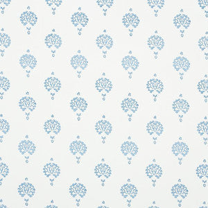 Schumacher Wallpaper Dahlia Hand Blocked Print Blue 5011230