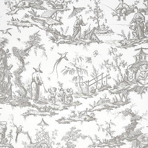 Schumacher Wallpaper Shengyou Toile Driftwood 5012050