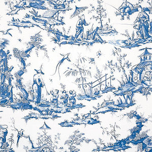 Schumacher Wallpaper Shengyou Toile Blue 5012052