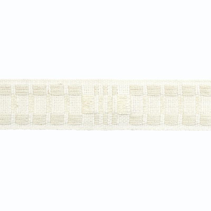 Carmo Tape Narrow Ivory 78993 by Schumacher Designer Trim Stephanie Seal Brown - Swanky Fabrics -