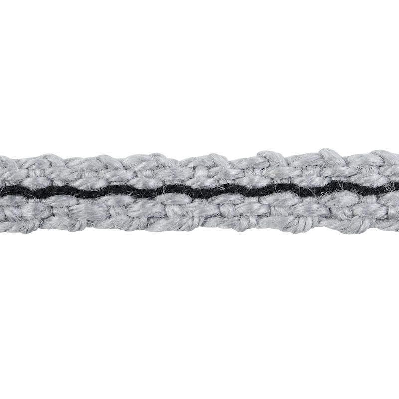 Carmo Gimp Silver & Black 79021 by Schumacher Designer Trim Stephanie Seal Brown - Swanky Fabrics -