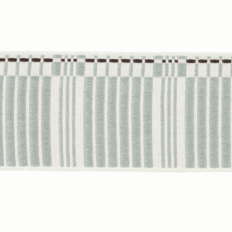 Carmo Tape Wide Sage 79212 by Schumacher Designer Trim Stephanie Seal Brown - Swanky Fabrics -