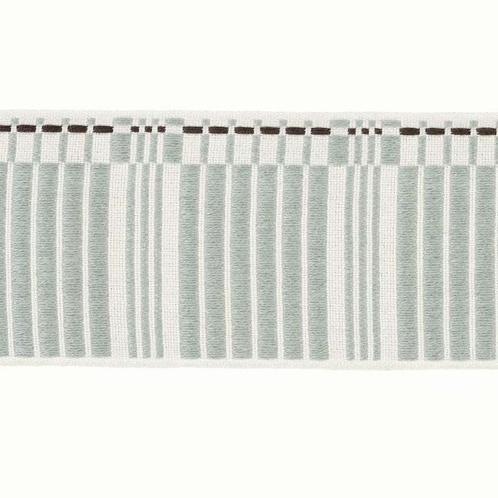 Carmo Tape Wide Sage 79212 by Schumacher Designer Trim Stephanie Seal Brown - Swanky Fabrics -