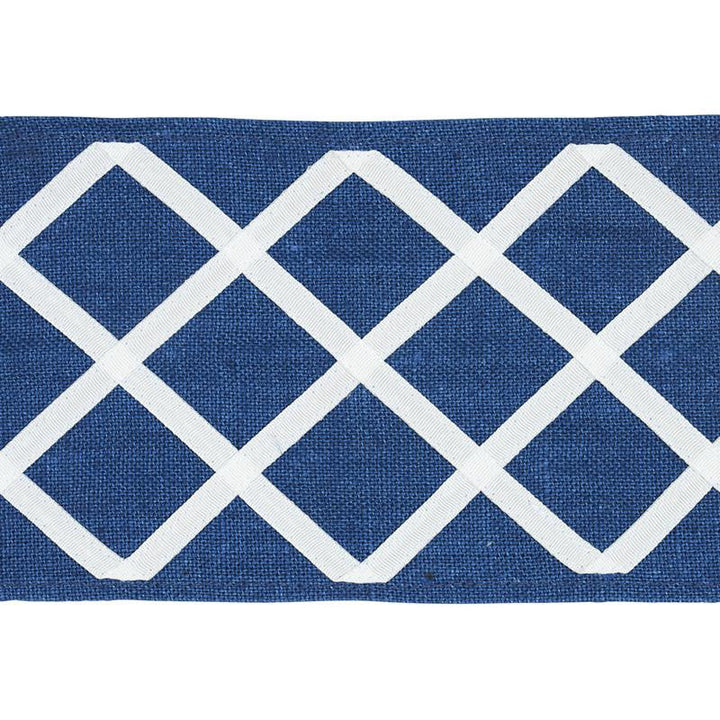 Zella Appliqud Tape Blue 79441 by Schumacher Designer Trim Happy Together - Swanky Fabrics -
