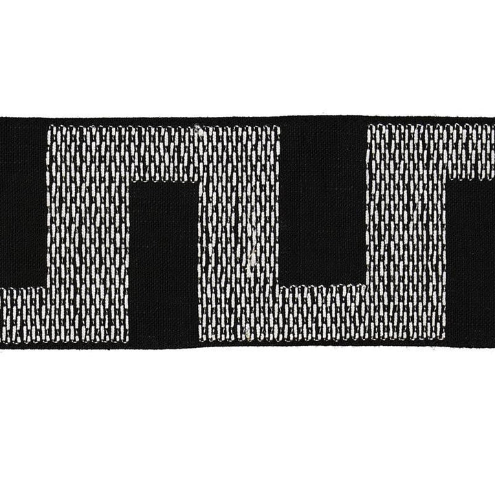 Matrix Tape Ivory On Black 79931 by Schumacher Designer Trim Happy Together 3.75" - Swanky Fabrics -