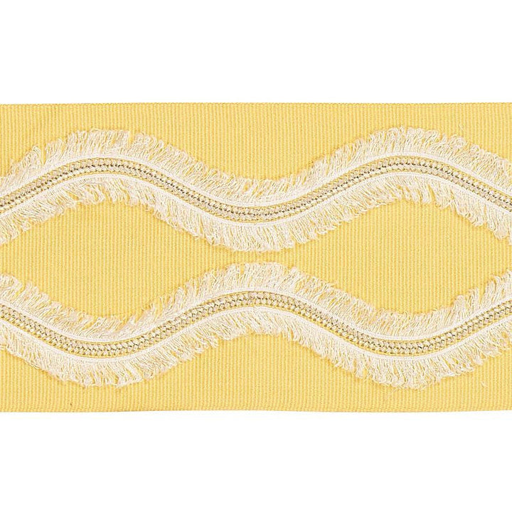 Ogee Embroidered Tape Yellow 74333 by Schumacher Designer Trim Bohemia 4.0" - Swanky Fabrics -