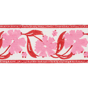 Schumacher Trim Adra Hand Blocked Tape Pink & Red 74403