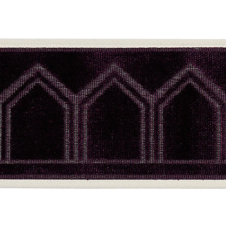 Vizier Velvet Tape Aubergine 75736 by Schumacher Designer Trim Cut & Patterned Velvets - Swanky Fabrics -