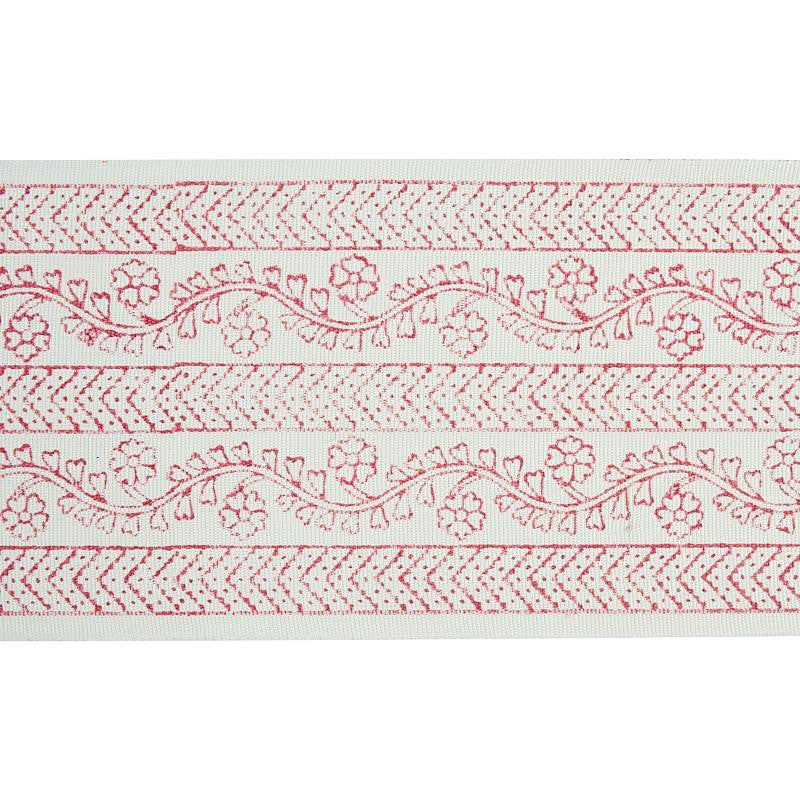 Arbela Hand Blocked Tape Pink 78442 by Schumacher Designer Trim Jacaranda 4.25" - Swanky Fabrics -