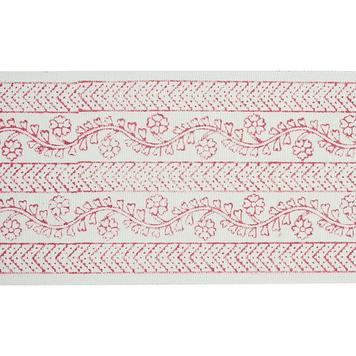Arbela Hand Blocked Tape Pink 78442 by Schumacher Designer Trim Jacaranda 4.25" - Swanky Fabrics -