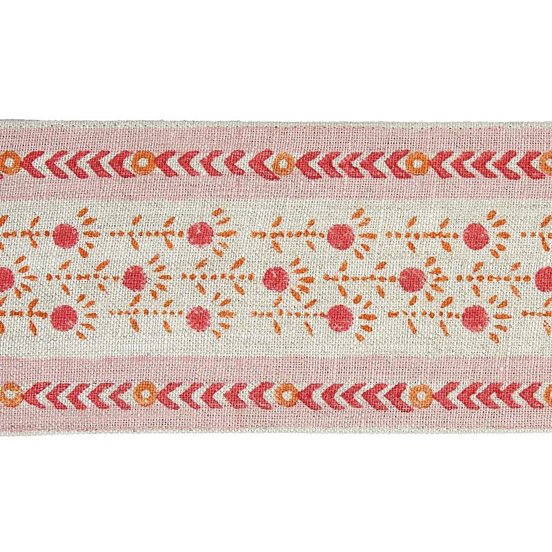 Pica Bella Hand Blocked Tape Pink & Orange 79100 by Schumacher Designer Trim Jacaranda - Swanky Fabrics -