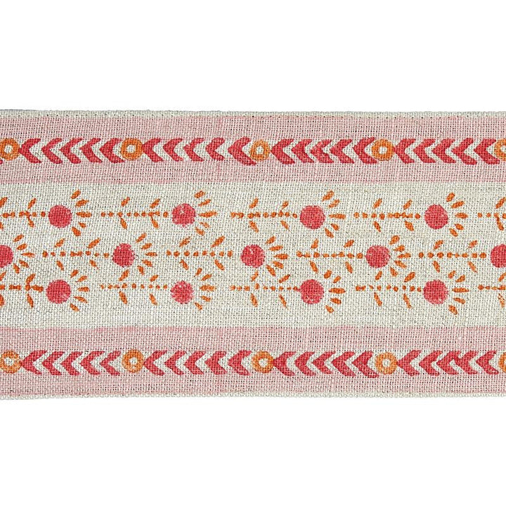Pica Bella Hand Blocked Tape Pink & Orange 79100 by Schumacher Designer Trim Jacaranda - Swanky Fabrics -