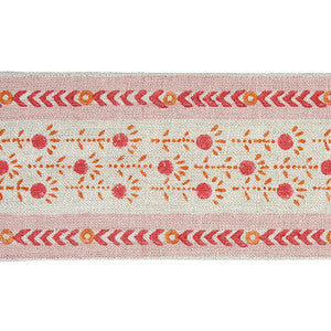 Schumacher Trim Pica Bella Hand Blocked Tape Pink & Orange 79100