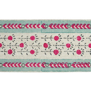 Schumacher Trim Pica Bella Hand Blocked Tape Magenta & Pistachio 79102