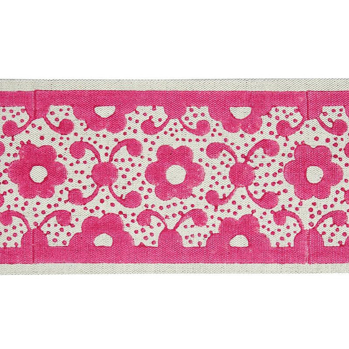 Brinda Hand Blocked Tape Pink 79122 by Schumacher Designer Trim Jacaranda - Swanky Fabrics -