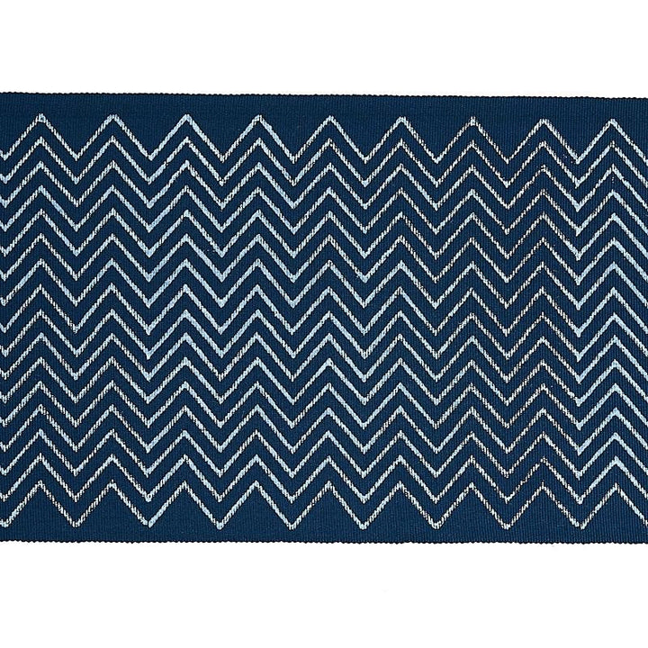 Leora Hand Blocked Tape Indigo 79652 by Schumacher Designer Trim Jacaranda 6.25" - Swanky Fabrics -