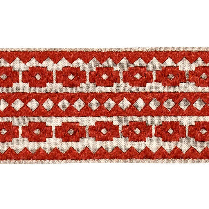 Talitha Tape Terracotta On Natural 79921 by Schumacher Designer Trim Bohemia - Swanky Fabrics -