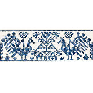 Schumacher Trim Tarpan Embroidered Tape Navy 80000