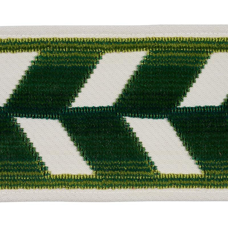 Chevron Strie Velvet Tape Emerald 80182 by Schumacher Designer Trim Cut & Patterned Velvets 3.6" - Swanky Fabrics -