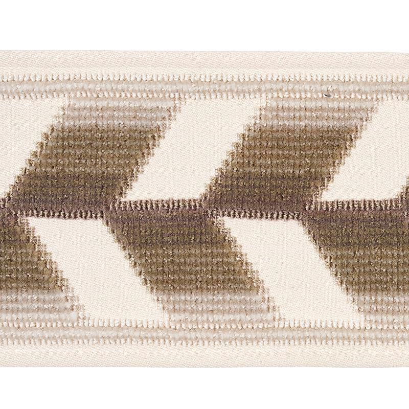 Chevron Strie Velvet Tape Stone 80184 by Schumacher Designer Trim Cut & Patterned Velvets 3.6" - Swanky Fabrics -