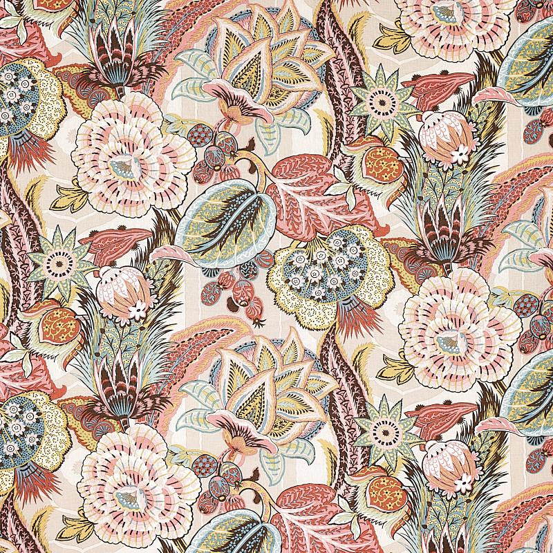 Zanzibar Linen Print Pink 173525 by Schumacher Designer Fabric Schumacher Classics 29.0" - Swanky Fabrics -
