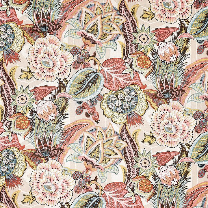 Zanzibar Linen Print Pink 173525 by Schumacher Designer Fabric Schumacher Classics 29.0" - Swanky Fabrics -