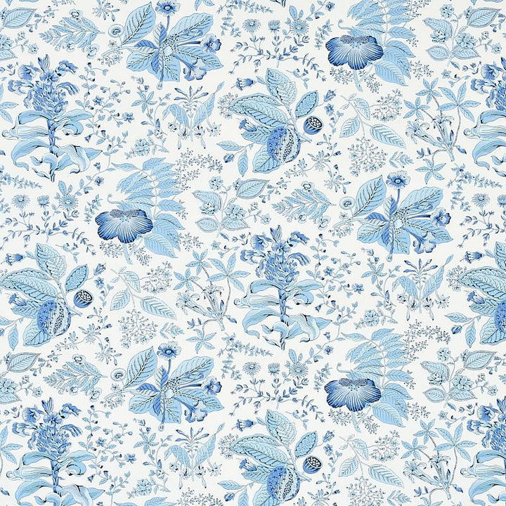 Pomegranate Botanical Blue 178124 by Schumacher Designer Fabric Schumacher Classics 18.0" - Swanky Fabrics -