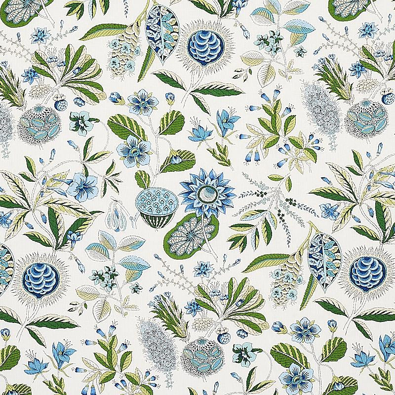 Roca Redonda Blue & Ivory 178773 by Schumacher Designer Fabric Rhapsody In Blue 13.5" - Swanky Fabrics -
