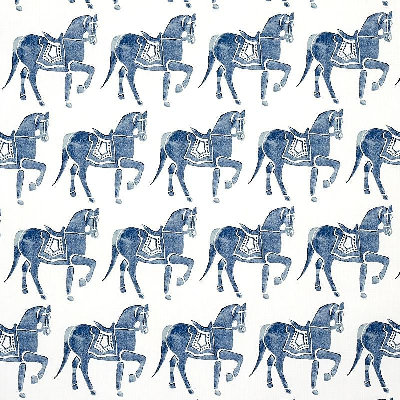 Marwari Horse Navy 179130 by Schumacher Designer Fabric Molly Mahon 6.75" - Swanky Fabrics -