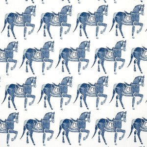 Schumacher Fabric Marwari Horse Navy 179130
