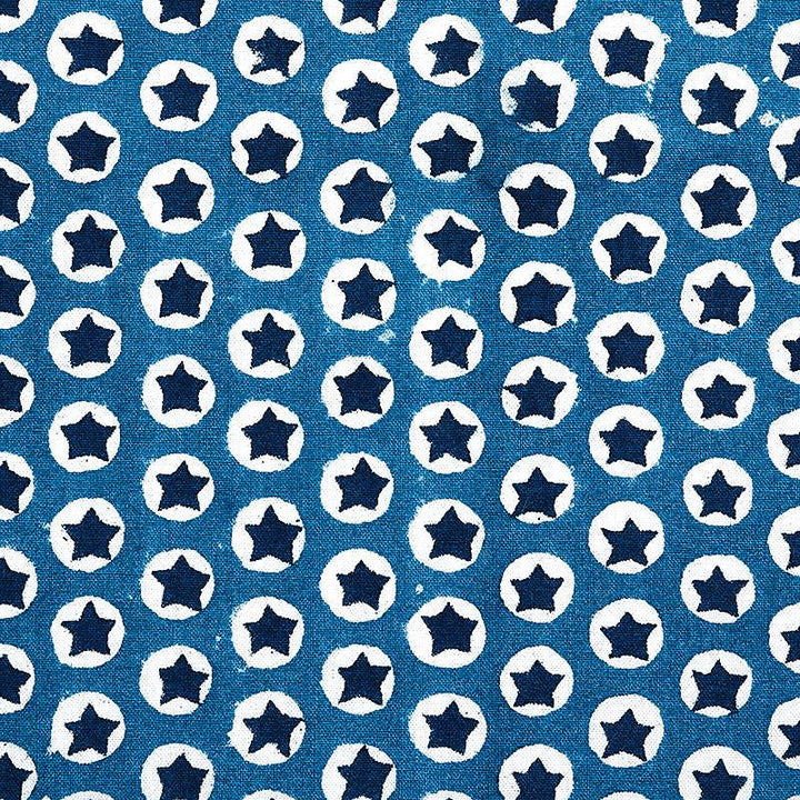 Tuk Tuk Hand Block Print Blue 179222 by Schumacher Designer Fabric Molly Mahon 1.0" - Swanky Fabrics -