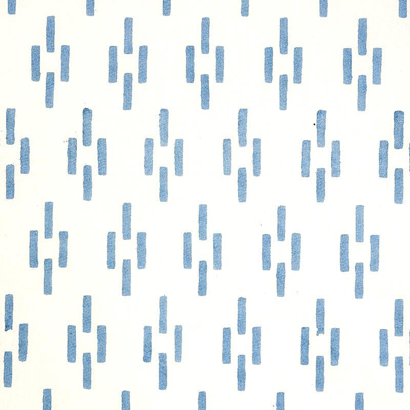 Dash Hand Block Print Blue 179251 by Schumacher Designer Fabric Molly Mahon 1.5" - Swanky Fabrics -