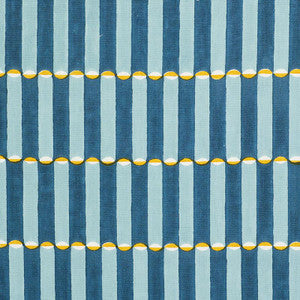 Schumacher Fabric Luna Hand Block Print Blue & Turmeric 179281