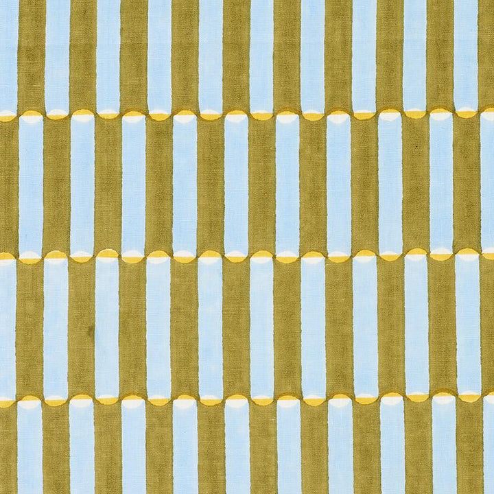 Luna Hand Block Print Khaki 179282 by Schumacher Designer Fabric Molly Mahon 1.75" - Swanky Fabrics -