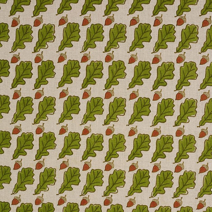 Oak Hand Block Print Green 179310 by Schumacher Designer Fabric Molly Mahon 4.88" - Swanky Fabrics -