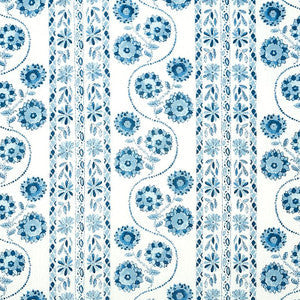 Schumacher Fabric Zinnia Handmade Print Blue 179340