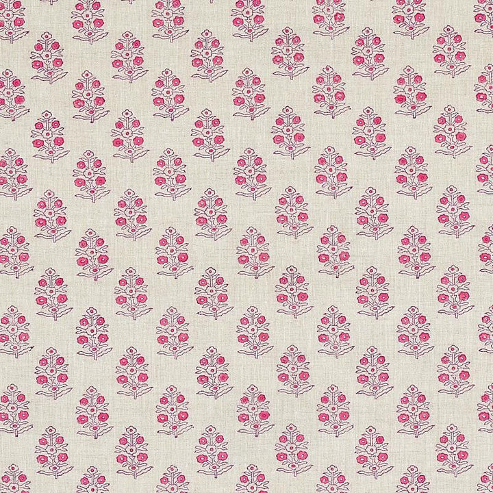 Aditi Hand Blocked Print Pink 179362 by Schumacher Designer Fabric Jacaranda 3.0" - Swanky Fabrics -