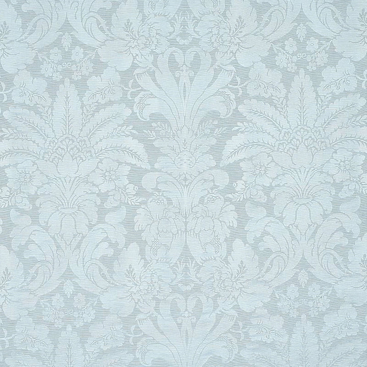 Colette Linen/Silk Damask Chambray 69144 by Schumacher Designer Fabric Rhapsody In Blue 25.5" - Swanky Fabrics -