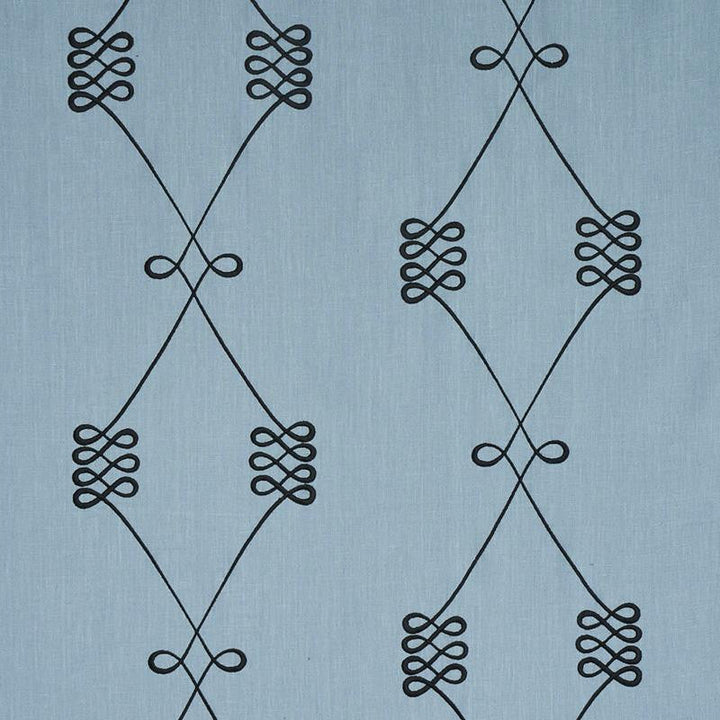Nicolette Embroidery Dusty Blue 78202 by Schumacher Designer Fabric Misterioso 13.0" - Swanky Fabrics -
