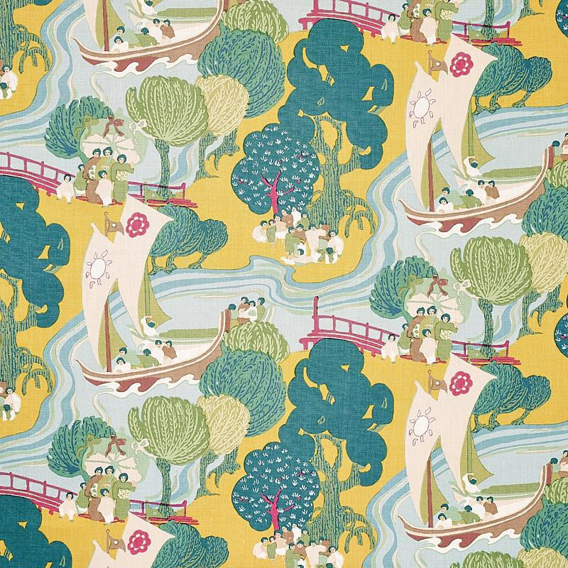 Pearl River Yellow 173066 by Schumacher Designer Fabric Schumacher Classics 26.25" - Swanky Fabrics -