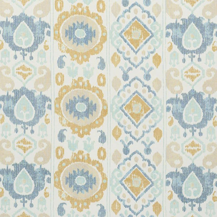 Elizia Ikat Sky & Ochre 179050 by Schumacher Designer Fabric New Traditional 26.5" - Swanky Fabrics -