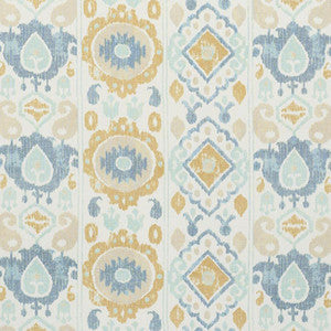 Schumacher Fabric Elizia Ikat Sky & Ochre 179050
