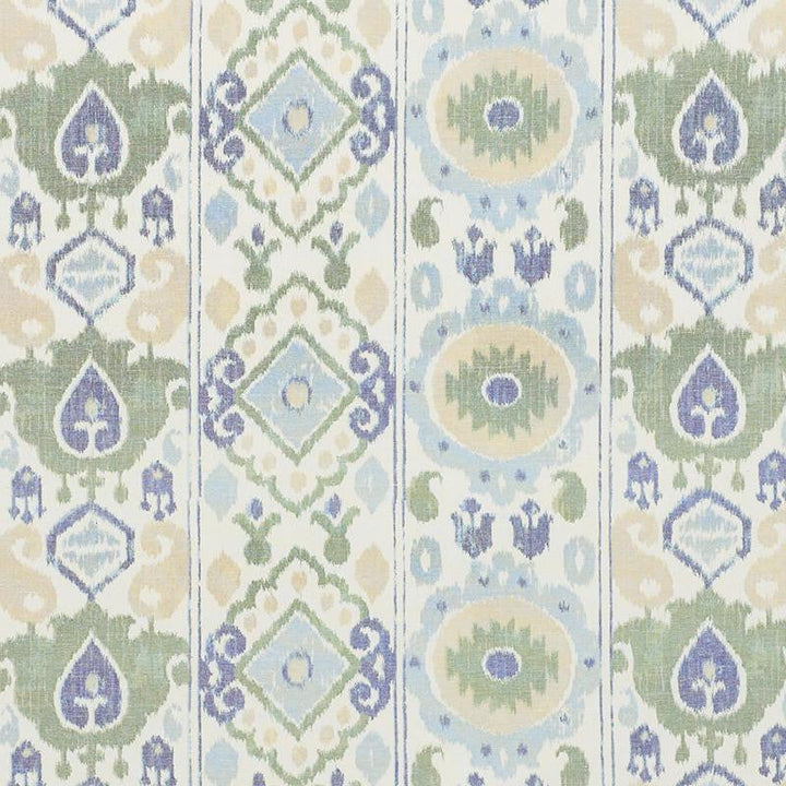 Elizia Ikat Green & Blue 179051 by Schumacher Designer Fabric New Traditional 26.5" - Swanky Fabrics -