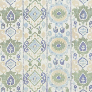 Schumacher Fabric Elizia Ikat Green & Blue 179051