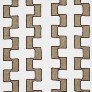 Schumacher Fabric Dixon Embroidered Print Linen Neutral 179680
